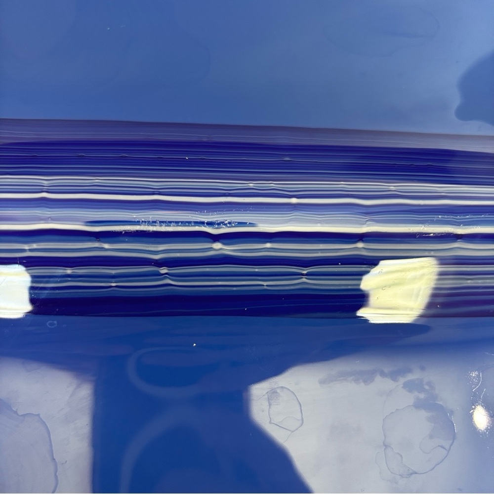 Cobalt Blue Fused Glass Catch All -trinket Plate Dish Signed By Artist - Picture 7 of 9